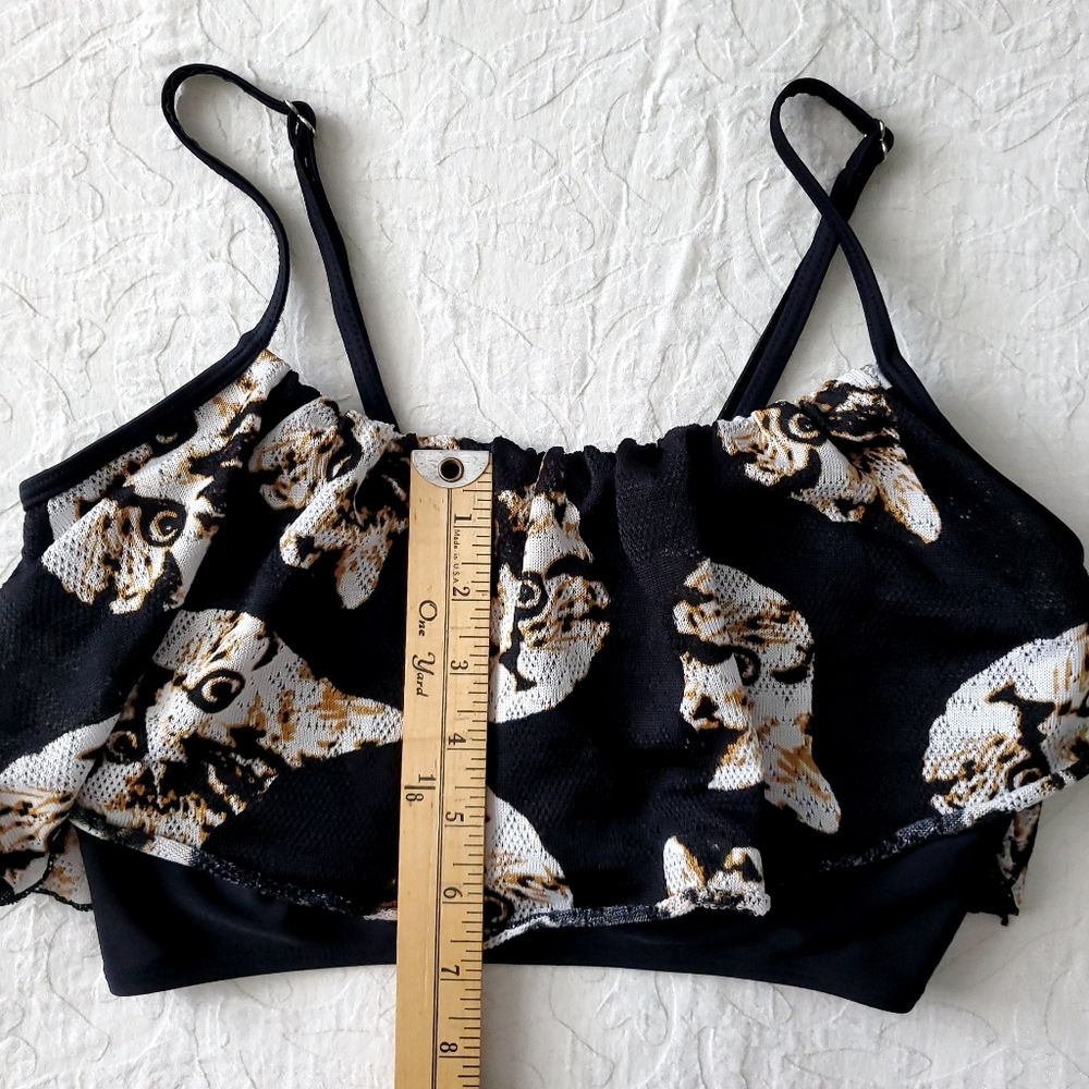 Esowell Cat Print Swim Top, Black & Brown, Size Medium - Picture 11 of 16